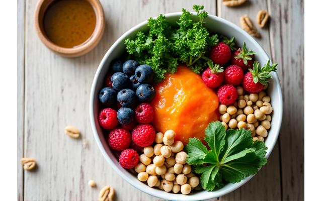 Image of fresh, vibrant functional foods, representing longevity nutrition