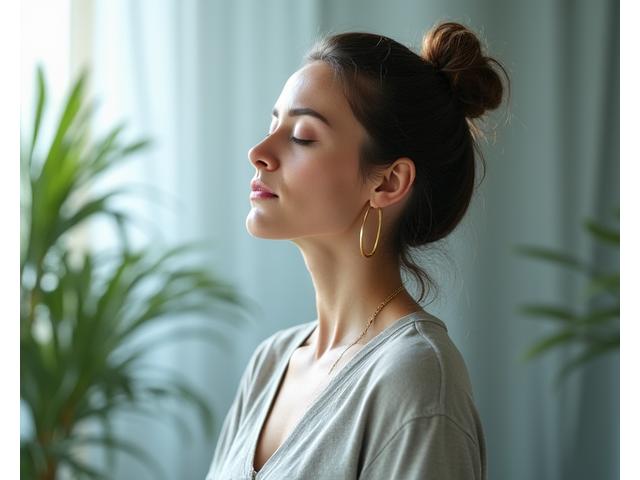 Person meditating in a calm environment