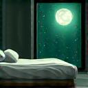 Calm bedroom scene for evening sleep meditation