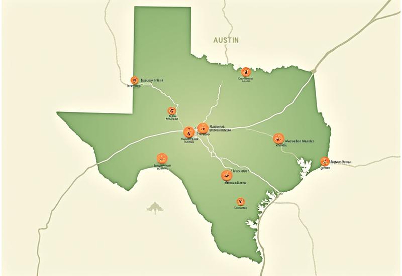 An interactive map of Austin highlighting various clean beauty stores, spas, and markets.