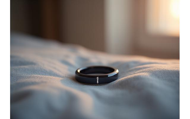 A sleek wearable wellness device monitoring vital signs on a wrist.