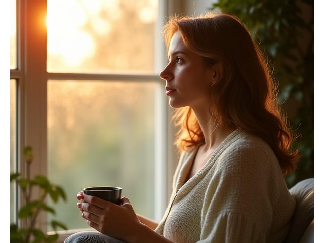 Woman enjoying a mindful moment with sunlight